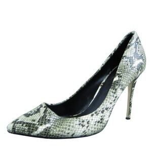 Raye‎ Snakeskin Women Pump Heel Shoes Size 37.5 Medium Gray Leather